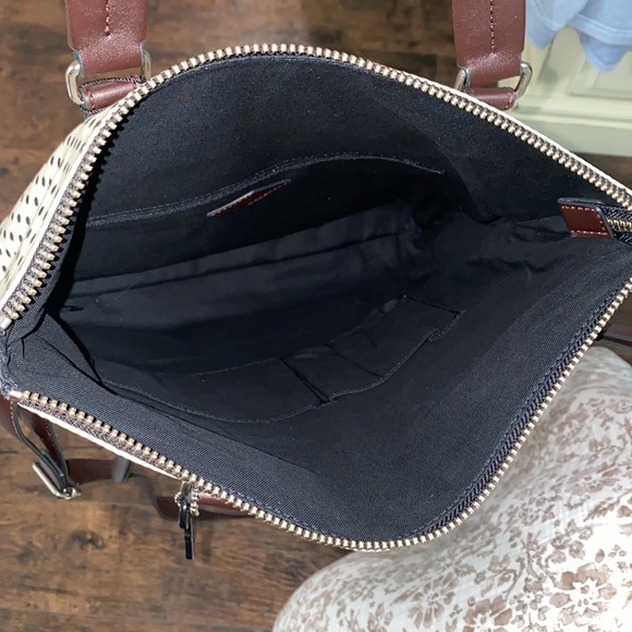 Fossil Dawson Fldovr tote black and white polka dots NWT - Picture 6 of 10